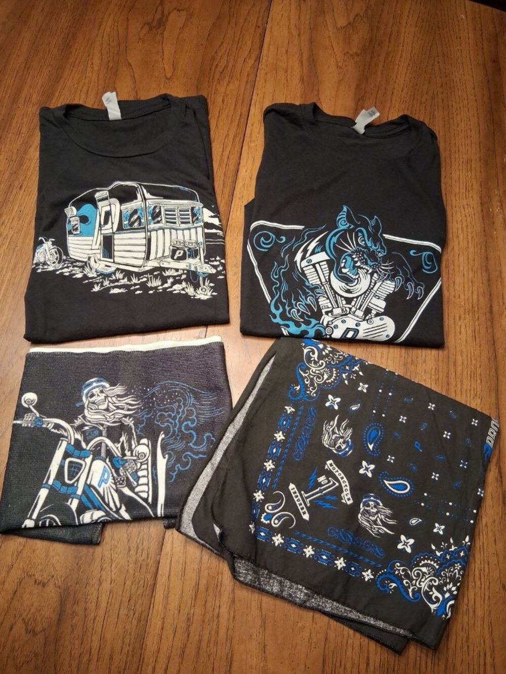 Motorcycle Bike Rally Progressive Insurance Black T-Shirts Bandana & Towel Flo